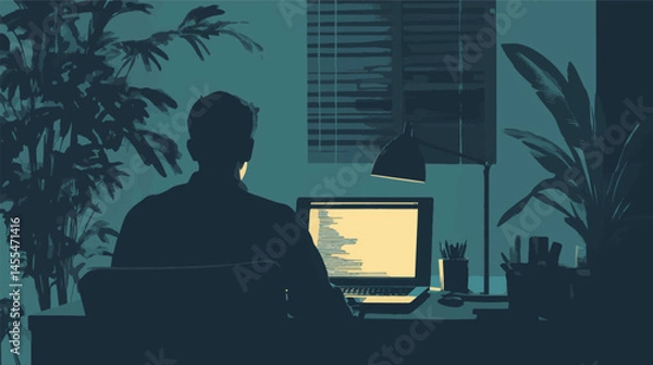 Obraz vector business men work at night