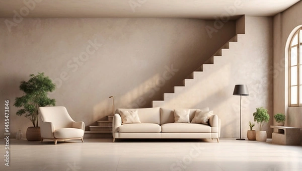 Fototapeta Another Beige Empty Living Room Interior: A Versatile Space for Creativity