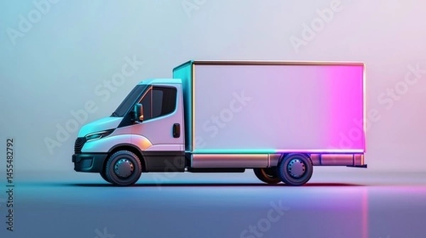 Fototapeta A modern delivery truck showcasing vibrant gradient colors and sleek design.