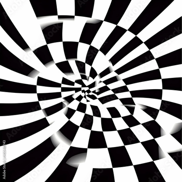 Fototapeta Abstract black and white swirling checkered pattern background for design
