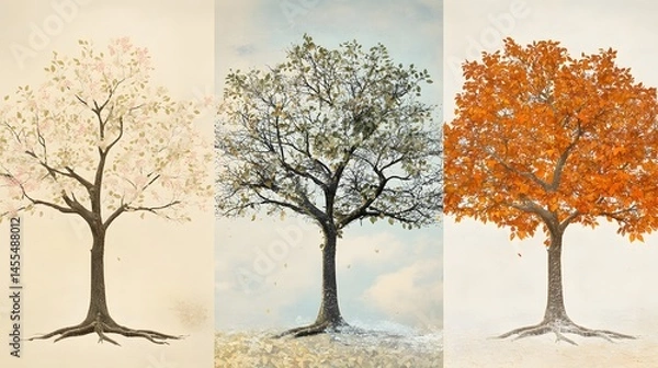 Obraz A Single Tree Through The Four Seasons Of The Year