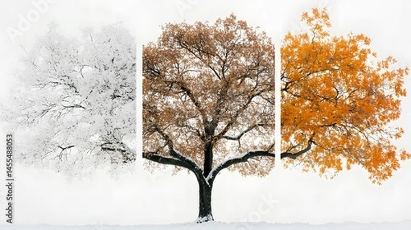 Obraz A Single Tree Showing Four Seasons in Nature