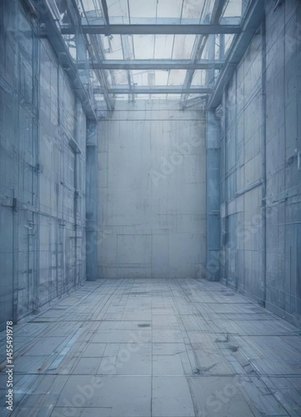 Fototapeta Blueprint overlayed with faded blue photo effect, abstract architectural lines ,  architecture,  style