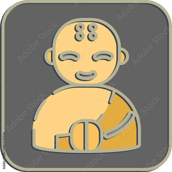 Fototapeta Icon monk. Buddhism and vesak elements. Icon in embossed style.