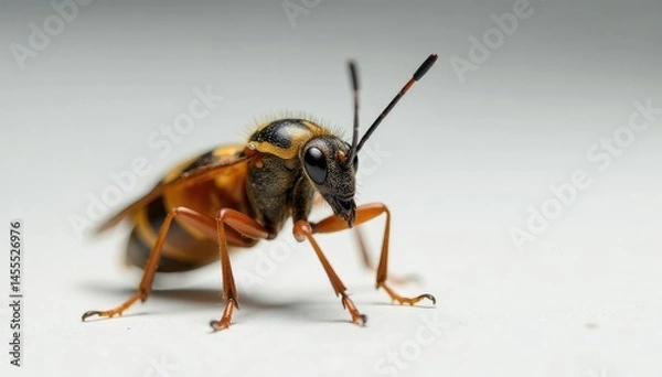 Fototapeta Close-up of single insect on stark white background, illustration, background