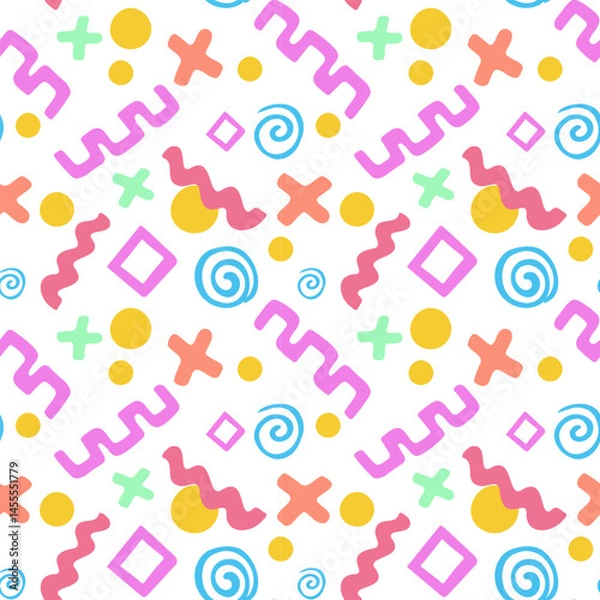 Fototapeta Color doodle pattern with shapes. Vector illustration