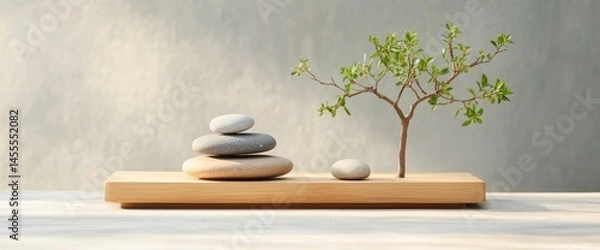 Fototapeta Zen stones and bonsai tree