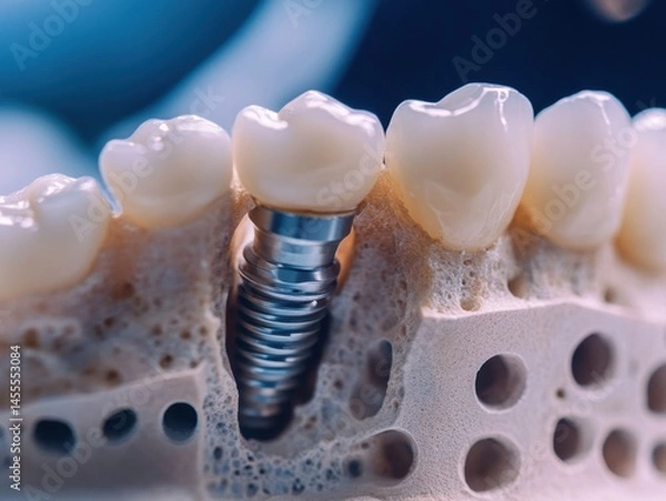 Obraz Dental implant model showcasing the integration of the implant with the jawbone structure