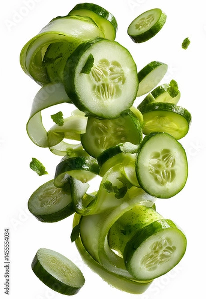 Fototapeta Cucumber in Isolated White