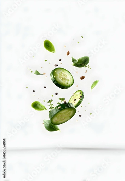 Fototapeta Cucumber in Isolated White