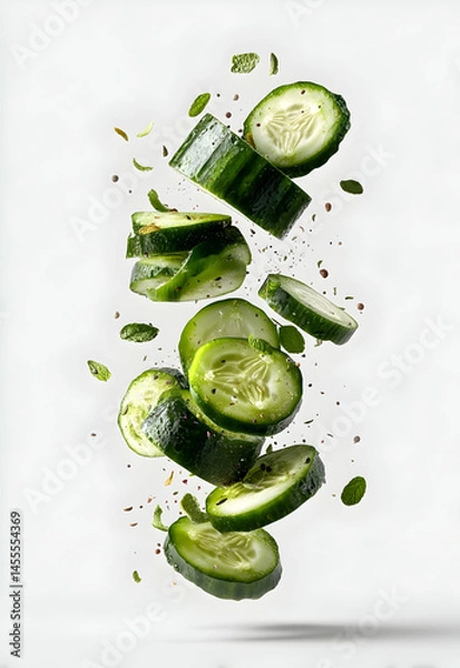 Fototapeta Cucumber in Isolated White