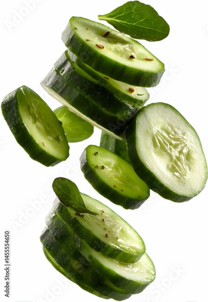 Fototapeta Cucumber in Isolated White