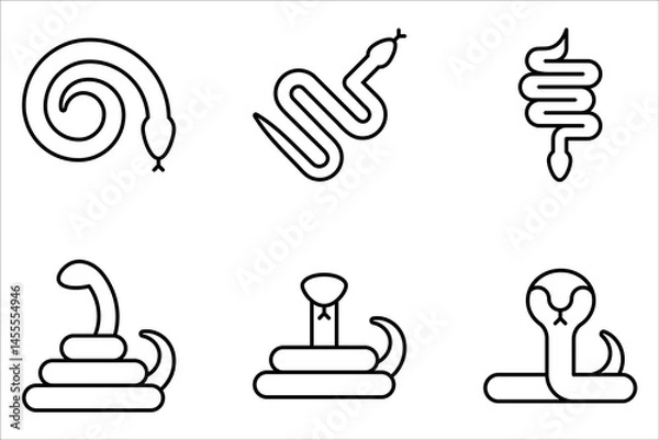 Fototapeta Snake icon set. Isolated snake silhouette on white background