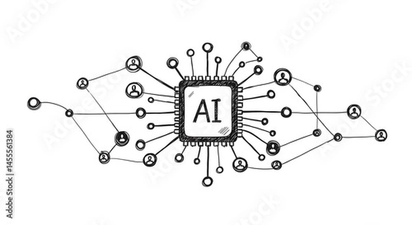 Fototapeta AI Chip Network Concept Illustration