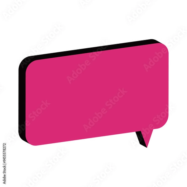 Fototapeta 角丸吹き出し　アイソメトリック　ピンク