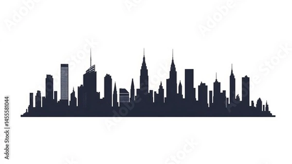 Obraz Silhouette illustration showcasing the various high rise buildings in a cityscape