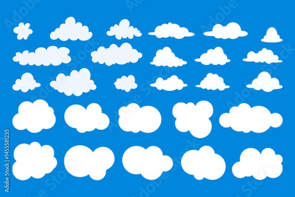 Fototapeta set of various flat cartoon cloud design