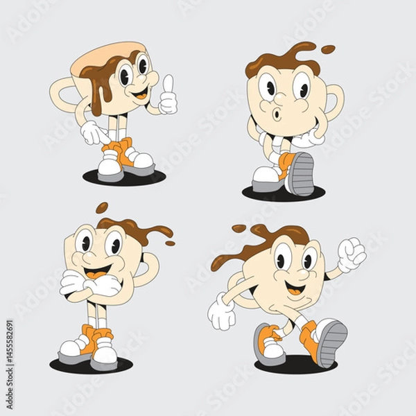 Obraz Coffee mascot design. Cute coffee vector pack.