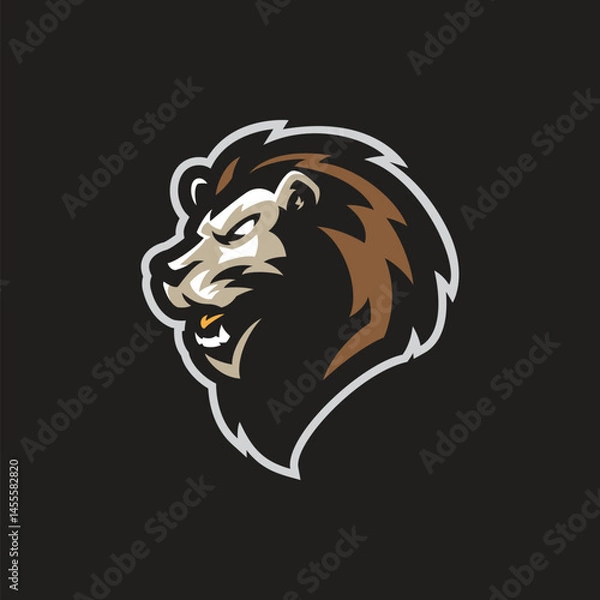 Fototapeta Lion mascot logo design vector with concept style for badge, emblem and t shirt printing. Lion head illustration for sport and esport team.