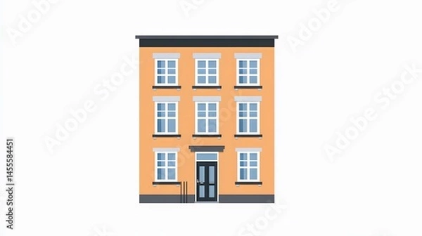 Obraz A simple three story building with several windows and a front door