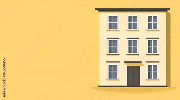 Obraz A three story building with many windows and a dark door