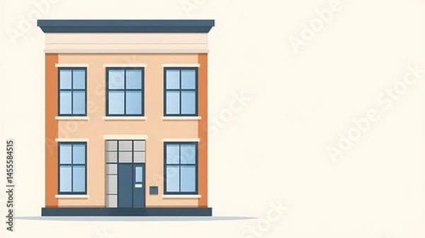Obraz A simple two story building with multiple windows and a door