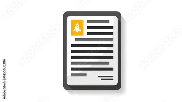 Fototapeta Document Icon with Rocket Symbol Digital File Report or Resume Representation for Business a