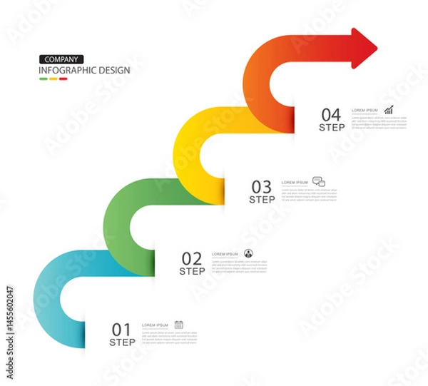 Fototapeta Infographics arrow symbol timeline business steps to success.