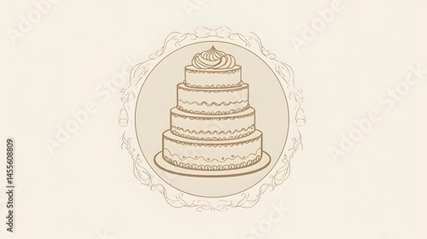Obraz A multi tiered cake is centered within a decorative frame