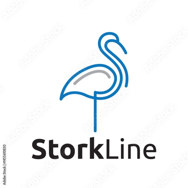 Obraz Stork Bird Animal Wildlife Jungle Line Outline Business Logo Template