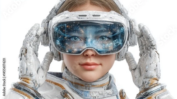 Obraz Innovative worker engages with parallel tech for scientific advancement in a futuristic industry