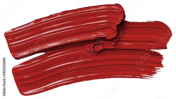 Fototapeta Bold Red Brush Strokes, A thick red paint smear with visible brush texture