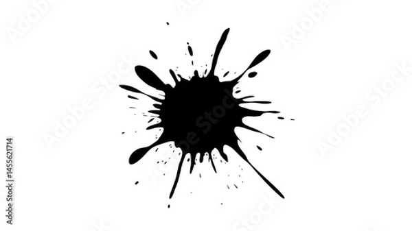 Obraz Black Ink Splatter, Abstract Minimalist Art, transparent background