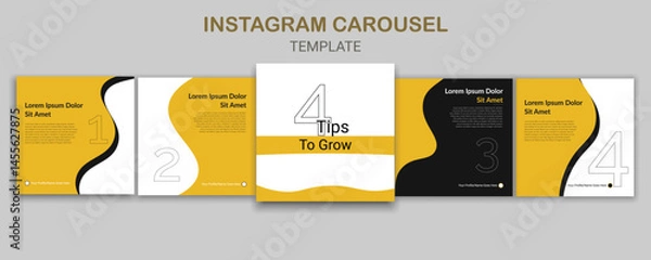 Obraz Carousel post template set, Modern instagram carousel post design, Social Media Carousel Post, Instagram Carousel Template.editable carousel slide template for social media posts.
