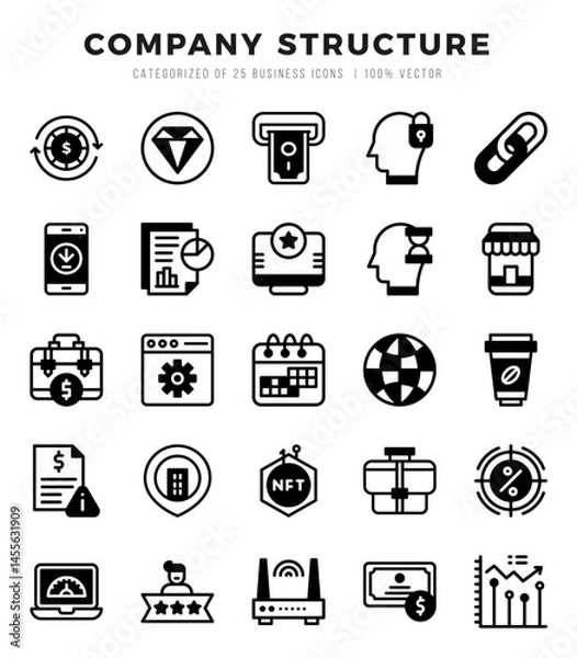 Fototapeta Company Structure Icons Pack. Lineal Filled icons set. Lineal Filled icon collection set.