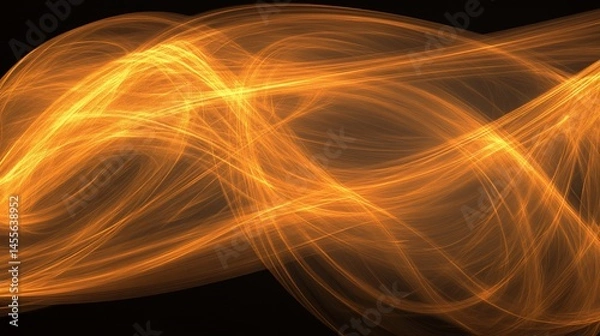 Obraz Abstract swirling golden lines against a black background