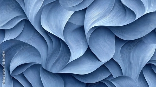 Fototapeta A beautiful artistic illustration of flowing and swirling blue forms