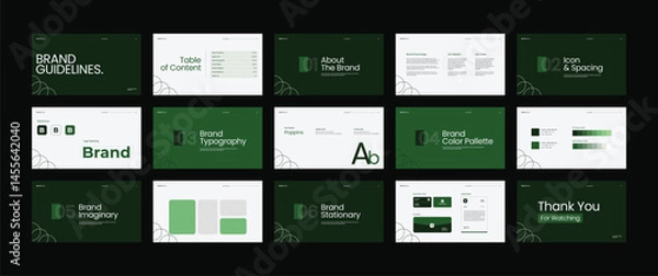 Fototapeta Landscape branding guideline template, Brand guideline manual, Presentation template for brand identity, Minimal logotype guideline layout.