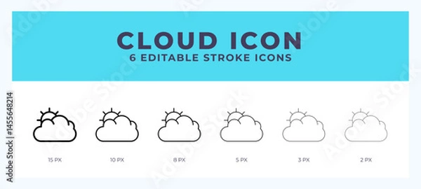Fototapeta Cloud icon with different stroke. Vector illustration.