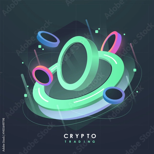 Fototapeta Modern abstract tech visualization in isometric style. A sleek representation of data science and analytics.