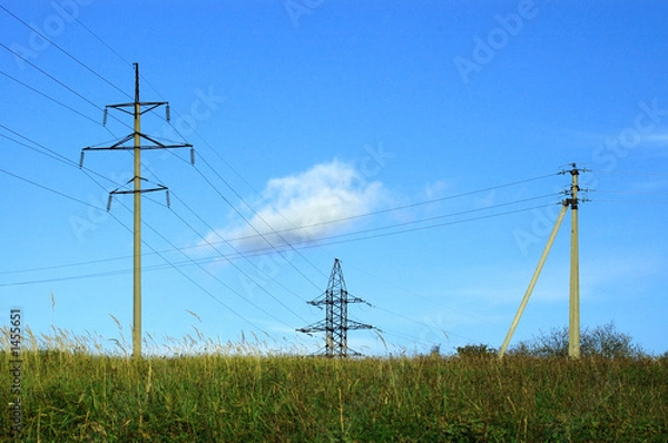 Fototapeta three electric posts