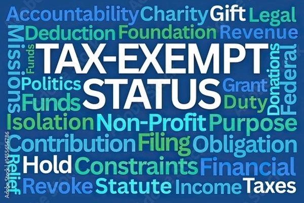 Obraz Tax Exempt Status Word Cloud on Blue Background