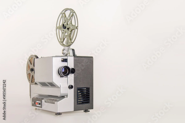 Obraz Film projector from the 70-80s. Copy space. Isolated on white