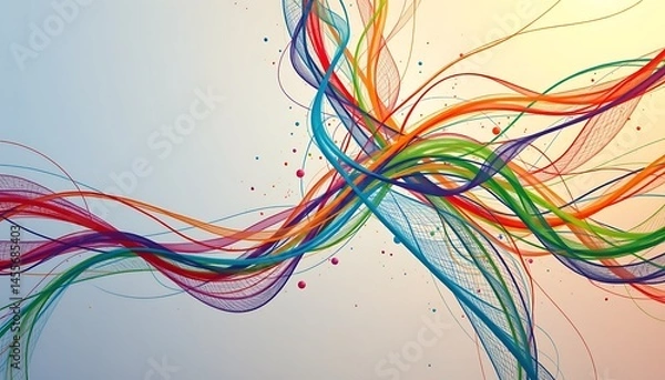 Obraz an artistic abstraction composed of an intricate interweaving of thin, multicolored lines, designed to spark creativity and imagination
