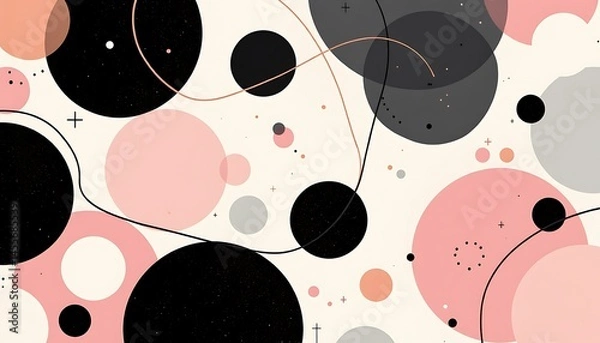 Obraz an abstract stock photo with a dynamic arrangement of circles and lines in varying shades and thicknesses