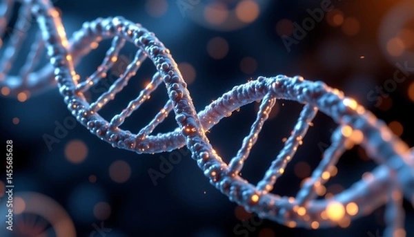 Obraz a 3d illustration of a dna strand, showcasing the double helix structure in a microbiology or nanotechnology context