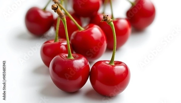 Obraz a dynamic motion effect image of ripe red cherries from a garden, showcasing their glossy texture and vibrant color