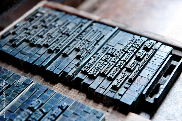 Fototapeta Thai typeset word blog and type in letterpress