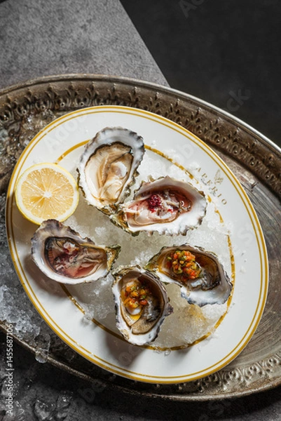 Fototapeta Elegant Oysters on Ice A Luxurious Culinary Still Life