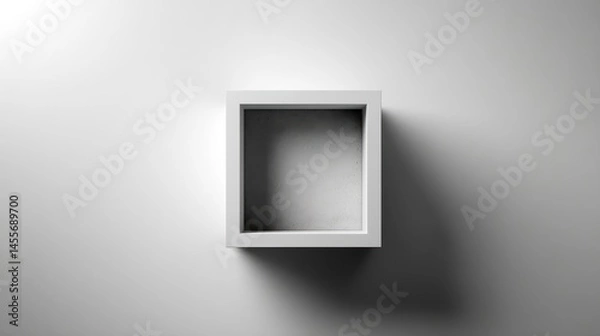 Fototapeta Minimalist White Square Frame on a Gradient Background with Shadows